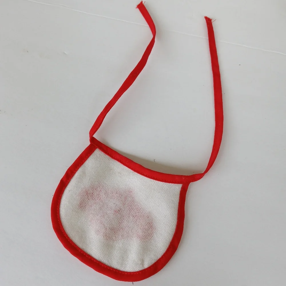 Cabbage Patch Doll Bib Red/White Terry Cloth *Flaw*